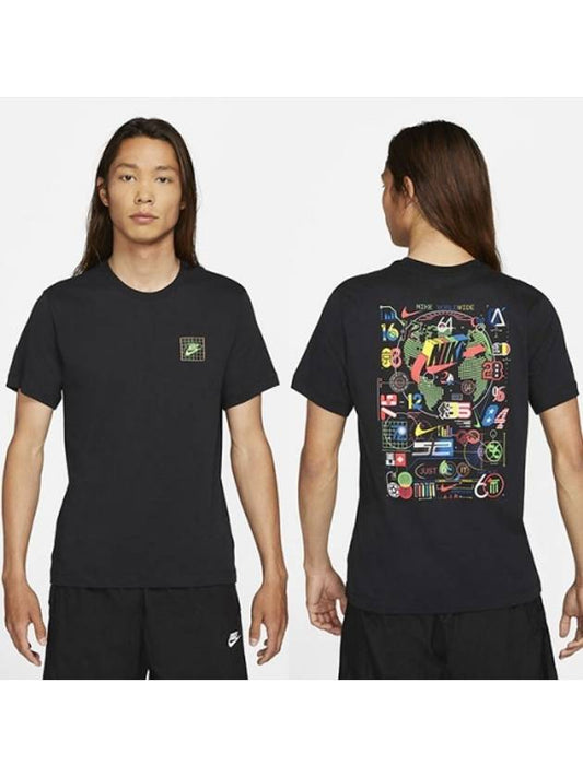 01 DJ1377 010 World Wide Graphic T shirt Black - NIKE - BALAAN 1