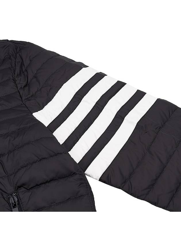 Matte Nylon 4-Bar Stripe Downfill Quilted Hoodie Padding Black - THOM BROWNE - BALAAN 8