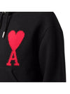 Big Heart Logo Wool Hoodie Black - AMI - BALAAN 6