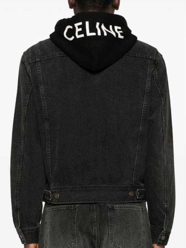 Logo Hooded Trucker Denim Jacket Black - CELINE - BALAAN 2