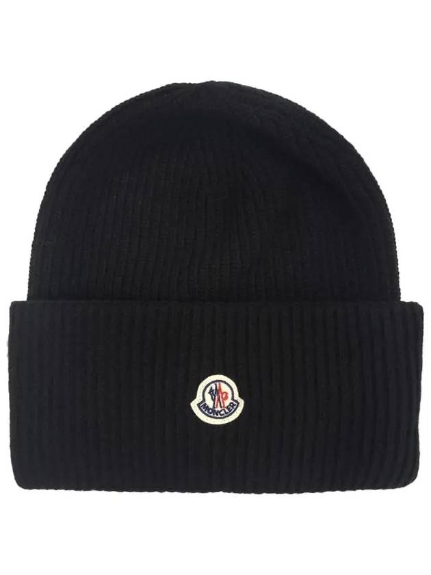 Women s Logo Patch Knit Beanie Black 3B00048 M1241 999 - MONCLER - BALAAN 2