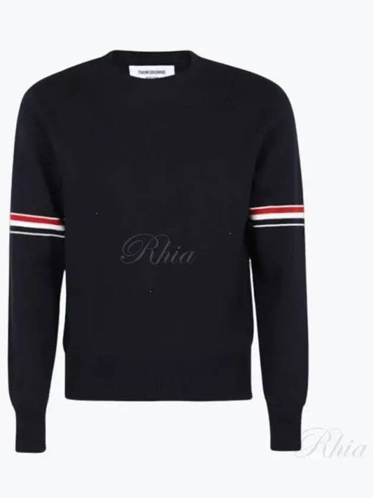 Men's Milan Stitch Armband Crew Neck Knit Top Navy - THOM BROWNE - BALAAN 2