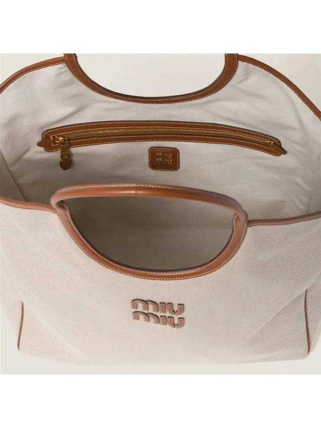 Ivy Canvas Tote Bag Beige Brandy - MIU MIU - BALAAN 5