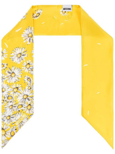 Moschino Silk Scarf With Floral Pattern, Women's, Yellow - MOSCHINO - BALAAN 1