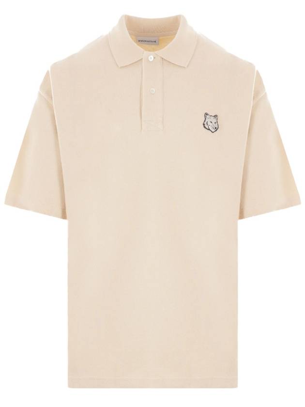 Bold Fox Head Patch Oversized Polo Shirt Beige - MAISON KITSUNE - BALAAN 2