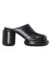 Leather Block Heel Mules Black - JIL SANDER - BALAAN.