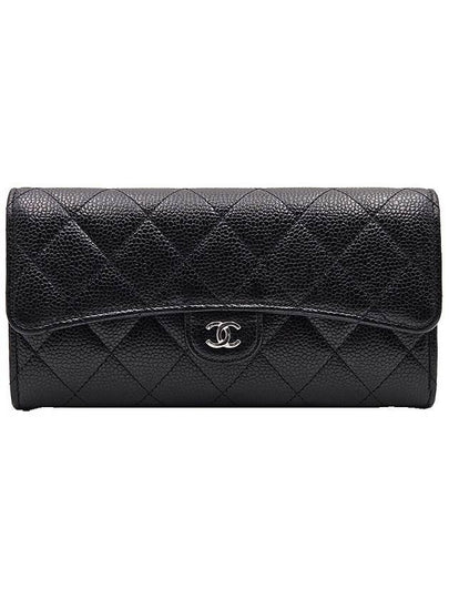 Silver Hardware Classic Caviar CC Logo Flap Long Wallet Black - CHANEL - BALAAN 2