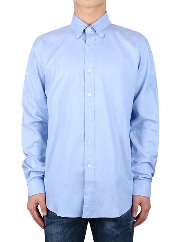 Oxford Button Down Long Sleeve Shirt Blue - MAISON MARGIELA - 3