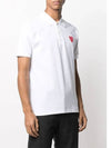 Red Double Heart Wappen Short Sleeve Polo Shirt White - COMME DES GARCONS - BALAAN 3