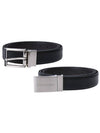 2 buckle reversible embossed leather belt black - CALVIN KLEIN - BALAAN 1
