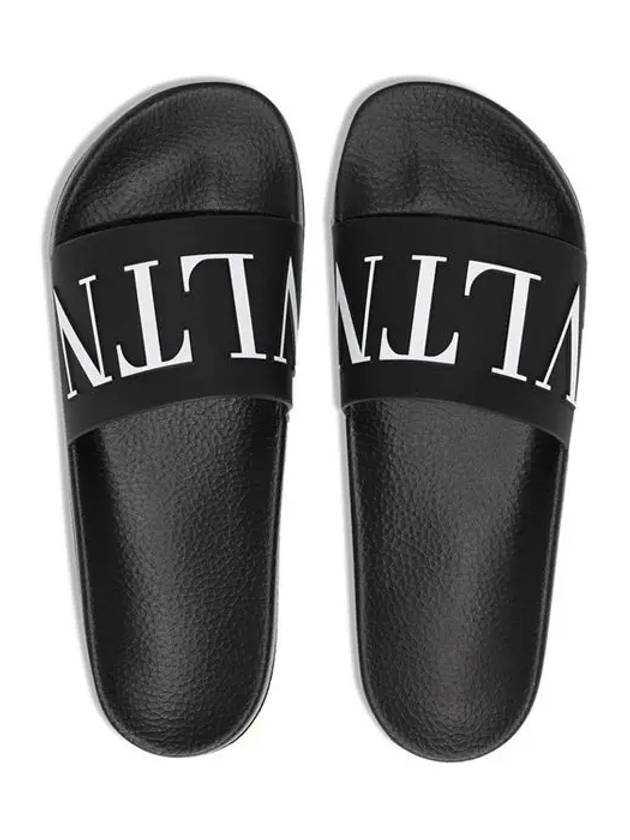 VLTN Logo Slippers Black - VALENTINO - BALAAN 4