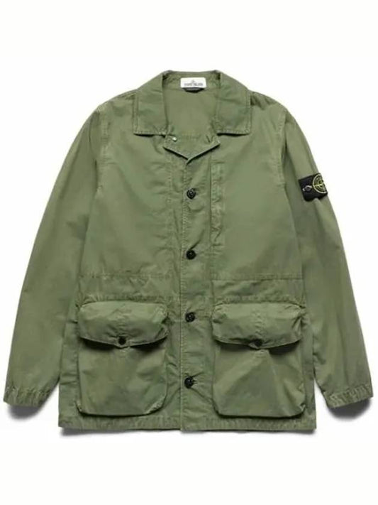 Men's Brushed Cotton Jacket Green - STONE ISLAND - BALAAN.