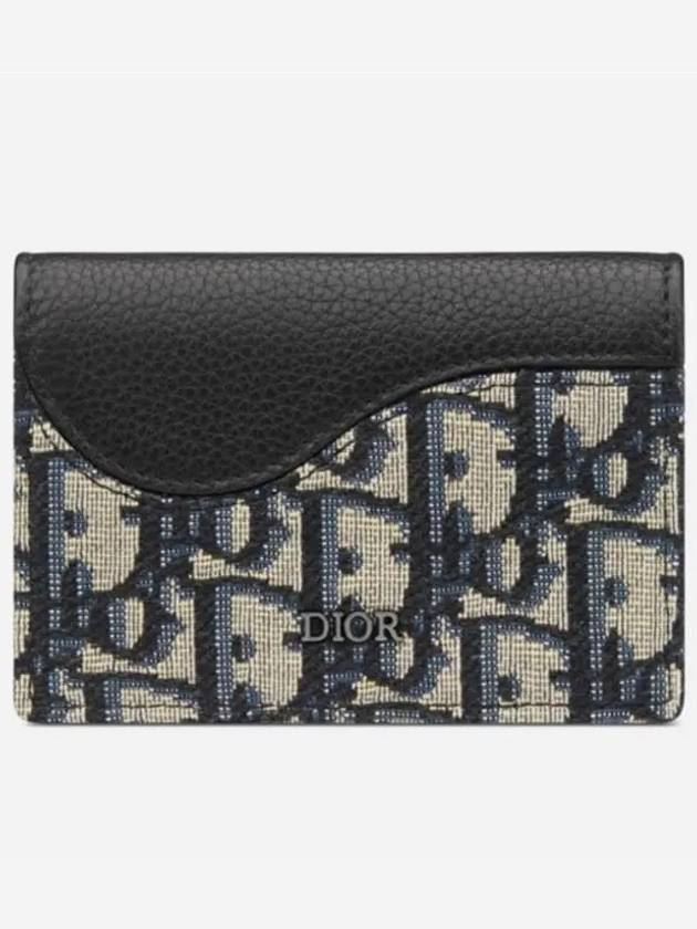 Saddle Oblique Jacquard Canvas Card Wallet Black - DIOR - BALAAN 2