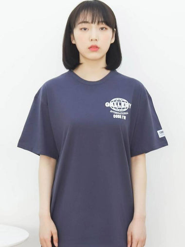 Earth Logo Printing Overfit Short Sleeve T-Shirt Navy - CODE I'M - BALAAN 1