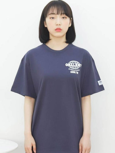 Earth Logo Printing Overfit Short Sleeve T-Shirt Navy - CODE I'M - BALAAN 2