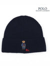 Embroidered Denim Bear Wool Beanie Navy - POLO RALPH LAUREN - BALAAN 3