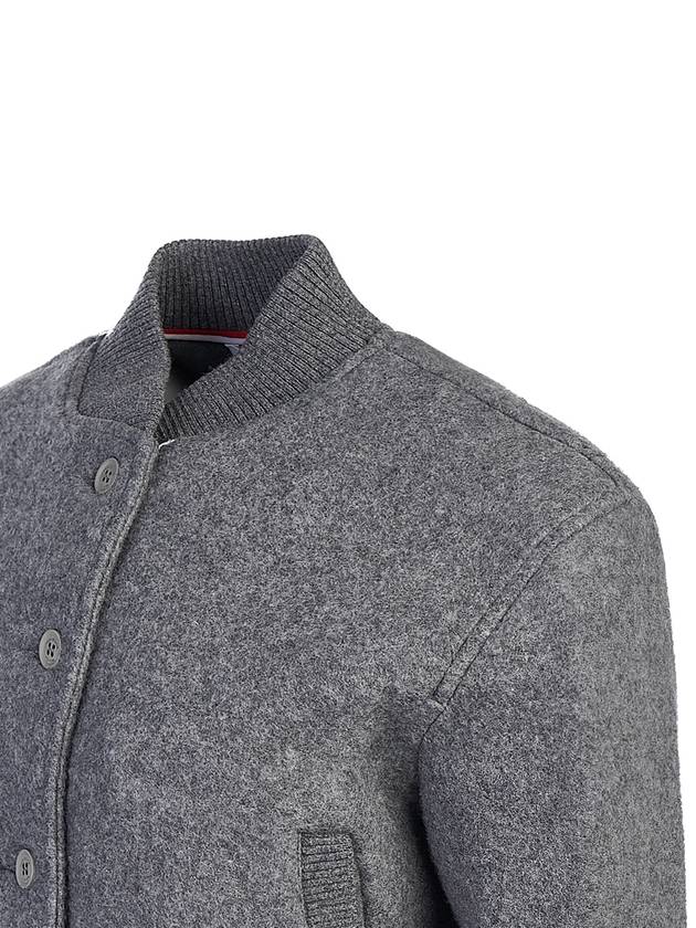 Striped Wool Fleece Bomber Jacket Gray - THOM BROWNE - BALAAN 6