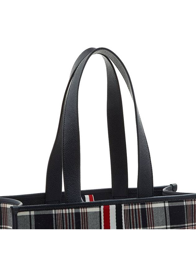 Madras Check Suiting Webbing Stripe Vertical Tote Bag - THOM BROWNE - BALAAN 9