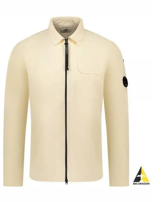 Gabardine Zip Up Long Sleeve Shirt Beige - CP COMPANY - BALAAN 2