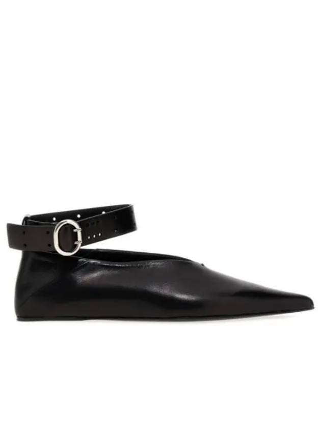 Ankle Strap Leather Ballerina Flats Black - JIL SANDER - BALAAN 2