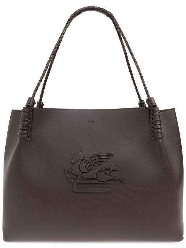 Logo Livera Medium Leather Shoulder Bag Brown - ETRO - BALAAN 2