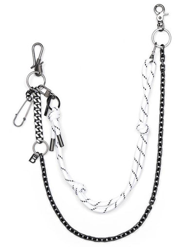 2 Line Detachable Rope Pants Chain Black White - BLACKBLOND - BALAAN 1