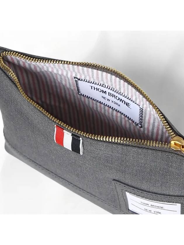 Super 120 Twill Zipper Pouch Bag Grey - THOM BROWNE - BALAAN 5