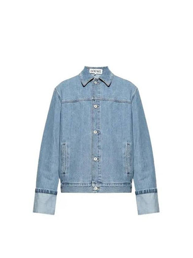 Fisherman Turn Up Denim Jacket Blue - LOEWE - BALAAN 1