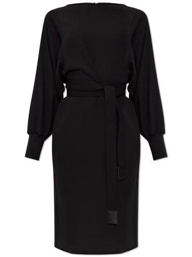 Emporio Armani Dress With Belt, Women's, Black - EMPORIO ARMANI - BALAAN 1