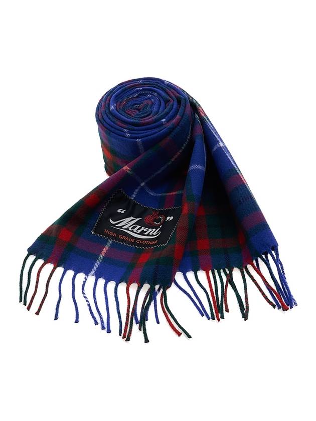 Wool Tartan Muffler Blue - MARNI - BALAAN 11