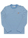 Striped Cotton Short Sleeve T-Shirt Blue - MAISON KITSUNE - BALAAN 5