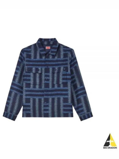 Weave Over Long Sleeve Shirt Blue - KENZO - BALAAN 2