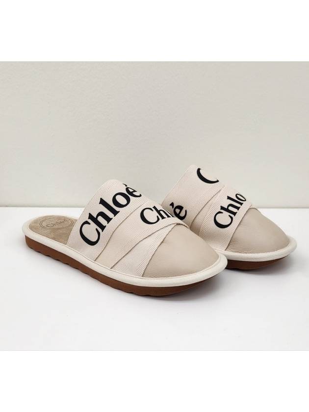 Woody Logo Strap Canvas Slippers White - CHLOE - BALAAN 2