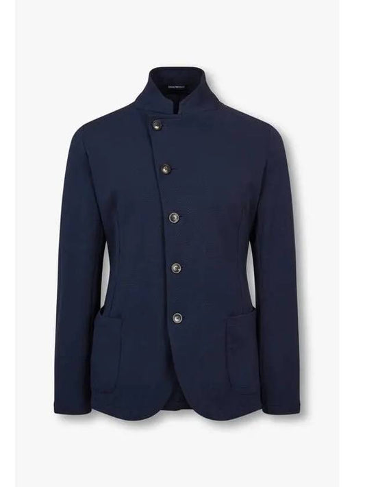 Men s Textured Easy Single Jacket Navy - EMPORIO ARMANI - BALAAN 1