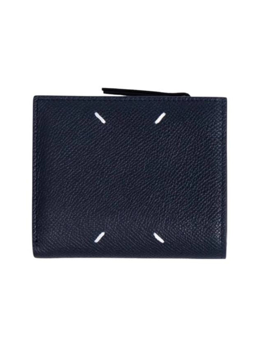 Stitch Logo Zipper Half Wallet Slate Blue - MAISON MARGIELA - BALAAN 1