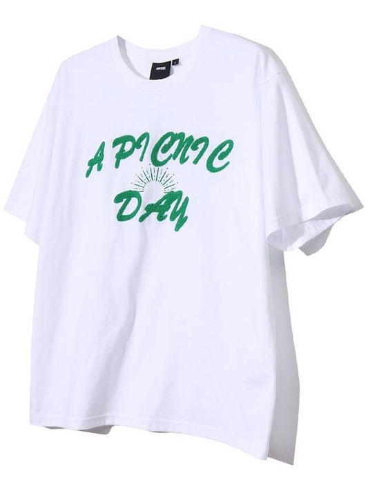 Picnic Day Tea Cotton Short Sleeve T-shirt White - BYL - BALAAN 1