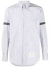 Men's Micro Check Poplin Long Sleeve Shirt Medium Grey - THOM BROWNE - BALAAN 2