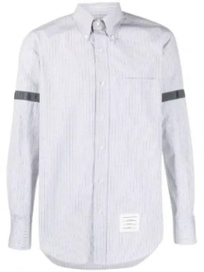 Men's Micro Check Poplin Long Sleeve Shirt Medium Grey - THOM BROWNE - BALAAN 2