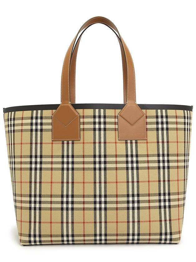 Check Large London Cotton Tote Bag Brown - BURBERRY - BALAAN 6