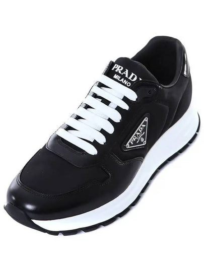 Prax 01 Re-Nylon Brushed Leather Low-Top Sneakers Black - PRADA - BALAAN 2