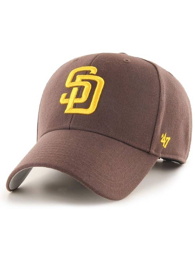 SAN DIEGO Big Logo Premium Line Ball Cap MLB Hat Baseball Brown - 47BRAND - BALAAN 1