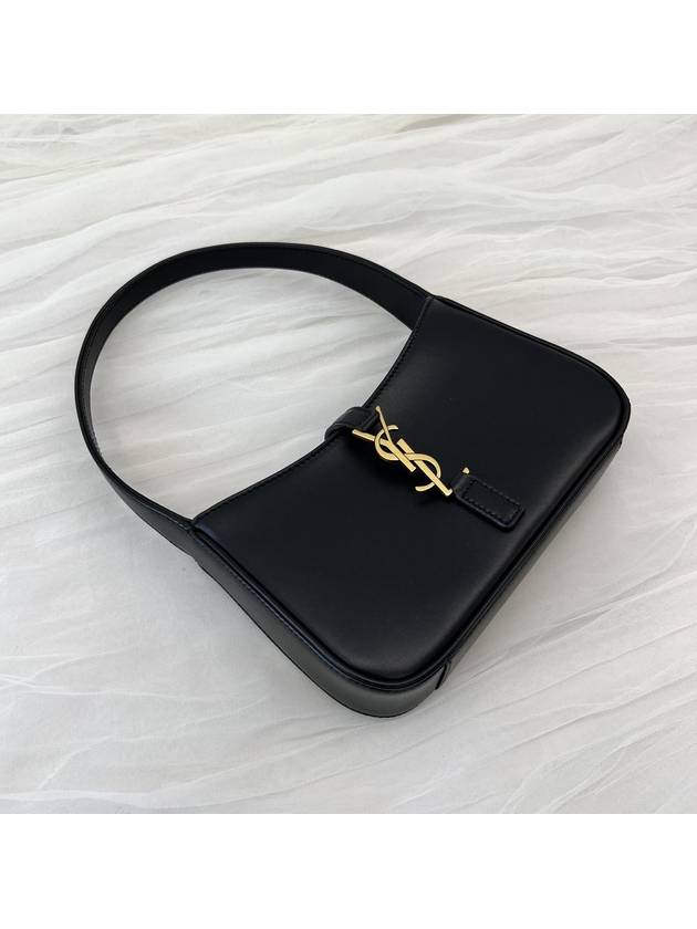 LE 5A 7 Small Smooth Leather Hobo Shoulder Bag Black - SAINT LAURENT - BALAAN 3