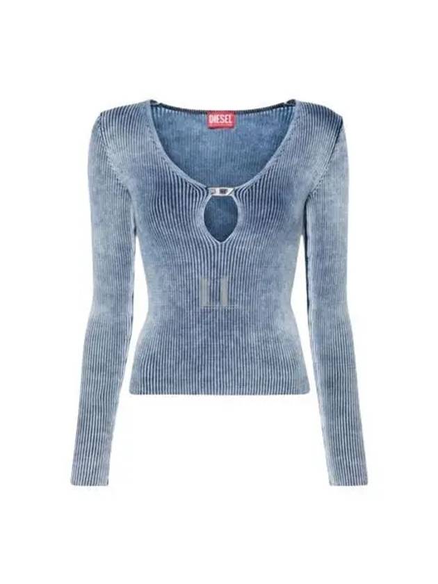 M-Teri Cotton Knit Cut-Out Long Sleeve T-Shirt Blue - DIESEL - BALAAN 2