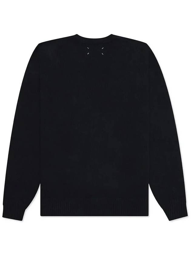 Back Stitch Logo Wool V-Neck Cardigan Navy - MAISON MARGIELA - BALAAN 3