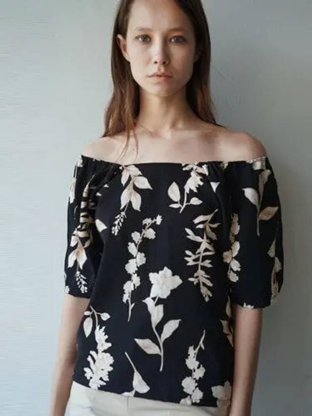 Flower Off Shoulder Blouse Black - DAMAGE MNEMONIC - BALAAN 1