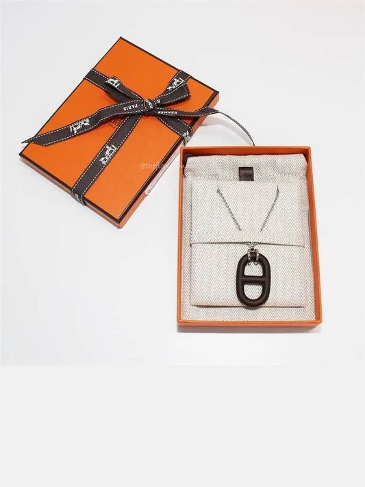 Chaine D'Ancre Vulcanium Necklace Brown Silver - HERMES - BALAAN 2