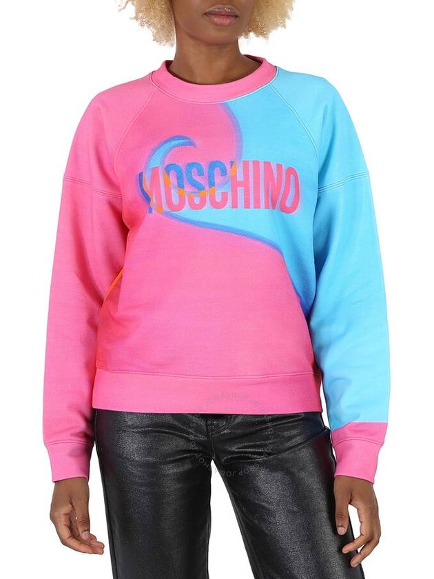 Printed French Cotton Terry Sweatshirt Pink - MOSCHINO - BALAAN 2