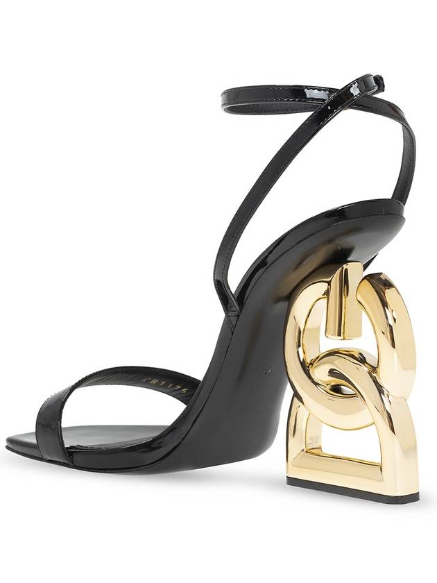 Gold Hardware DG Logo Pop Sandal Heels Black - DOLCE&GABBANA - BALAAN 6