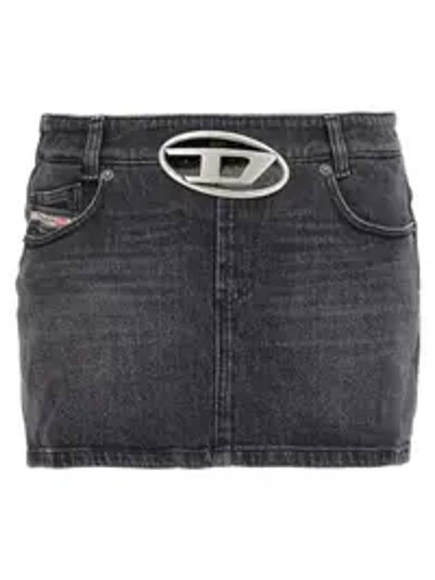 De-Ron-S2 Cut-Out Denim H-Line Skirt Black - DIESEL - BALAAN 1