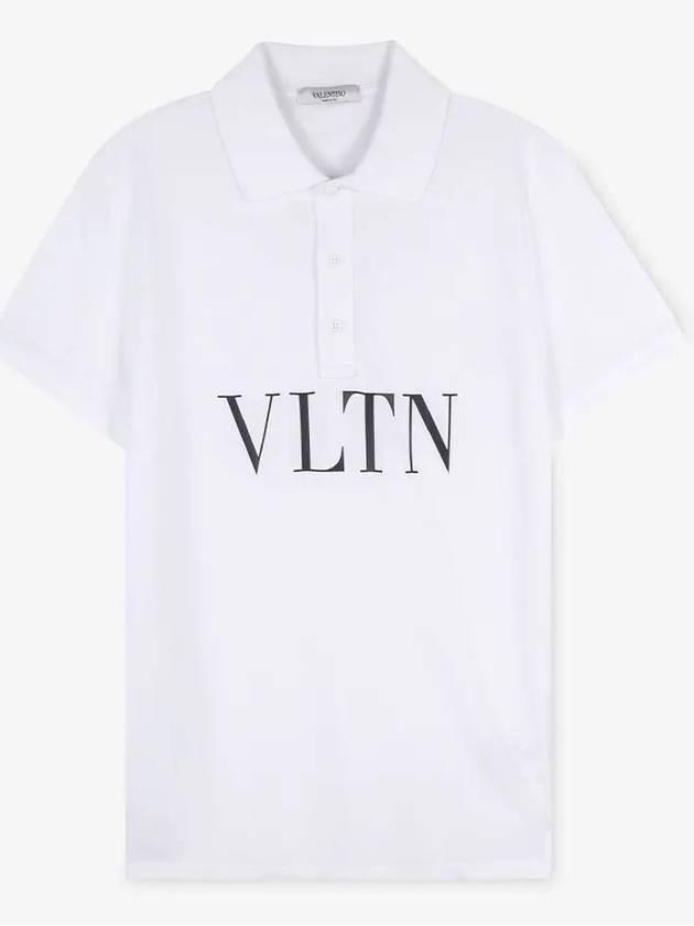 Men's VLTN Logo Polo Shirt White - VALENTINO - BALAAN 3